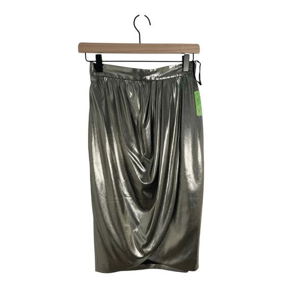 NWT Vintage Francesca of Damon Metallic Futuristic Wrap Front Pencil Skirt Sz 6 - Picture 1 of 5